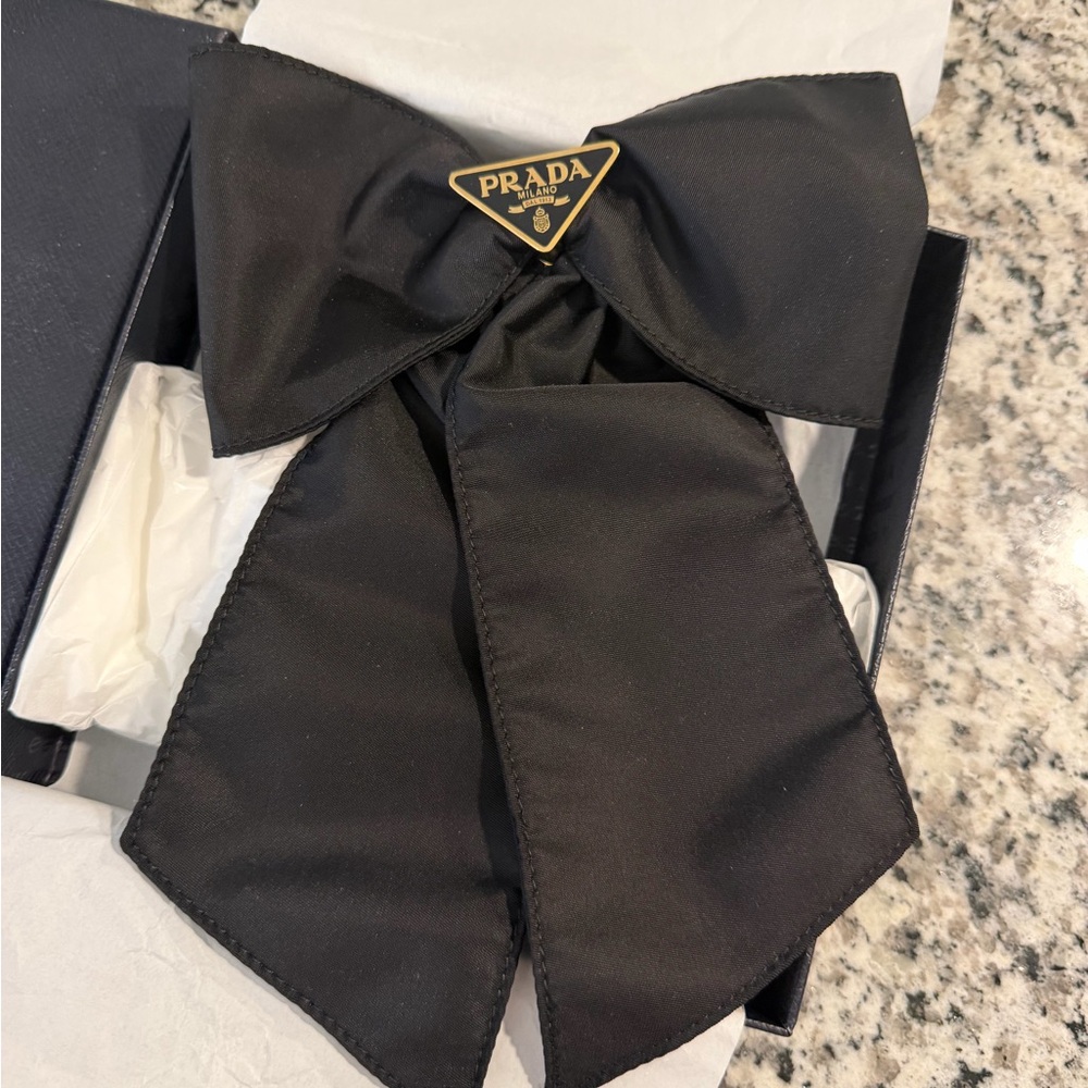 Prada Re-Nylon Black Bow Hair Clip